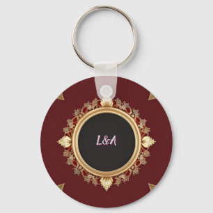 Elegante lijst met sierlijke bloemendecoratie sleutelhanger