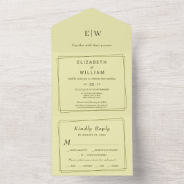 Elegante lijst op Hemelgeel Monogram Bruiloft All In One Uitnodiging