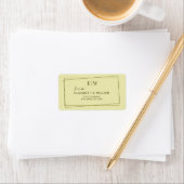 Elegante lijst op Hemelgeel Monogram Bruiloft Etiket (Insitu)