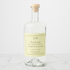 Elegante lijst op Hemelgeel Monogram Bruiloft Likeurfles Etiket