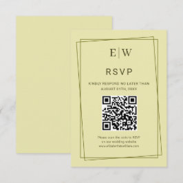 Elegante lijst op Hemelgeel Monogram Bruiloft RSVP Kaartje