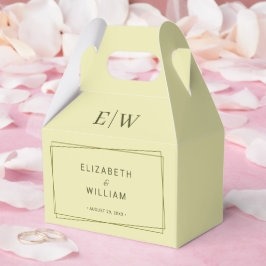 Elegante lijst op hemelsgele monogram bruiloft bedankdoosjes