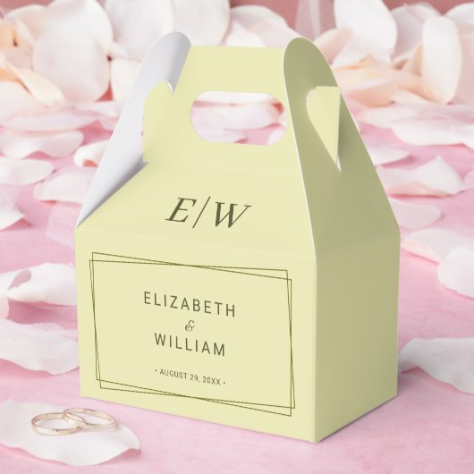 Elegante lijst op hemelsgele monogram bruiloft bedankdoosjes (Huwelijk)