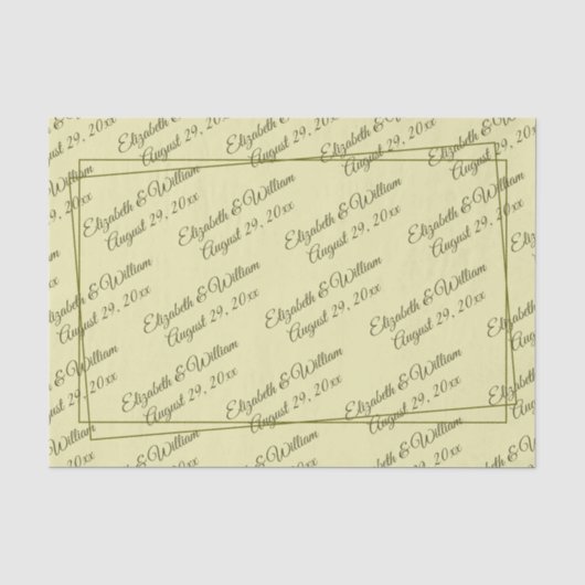 Elegante lijst op hemelsgele monogram bruiloft tissuepapier (Voorkant)