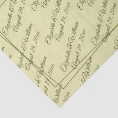 Elegante lijst op hemelsgele monogram bruiloft tissuepapier (Detail)