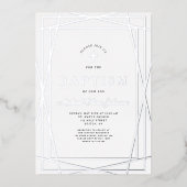 Elegante lijst stoffig blauwe jongensdoop zilver folie uitnodiging (Voorkant)