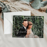 elegante lijst trouwfoto bedankt je kaart<br><div class="desc">Een mooie trouwfotokaart met een prachtig afbeelding van de nieuwe wieren en een elegant lijst. De de bruid en groom afbeelding en achterkleur en tekst kunnen worden gepersonaliseerd. Voeg een persoonlijk bedankbericht toe en je kunt je eigen trouwfoto uploaden.</div>