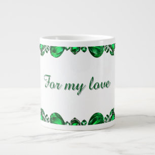 Elegante lijst van gepolijste groene edelstenen grote koffiekop
