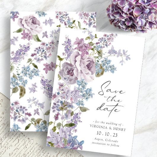 Elegante lila bewaar de datum save the date