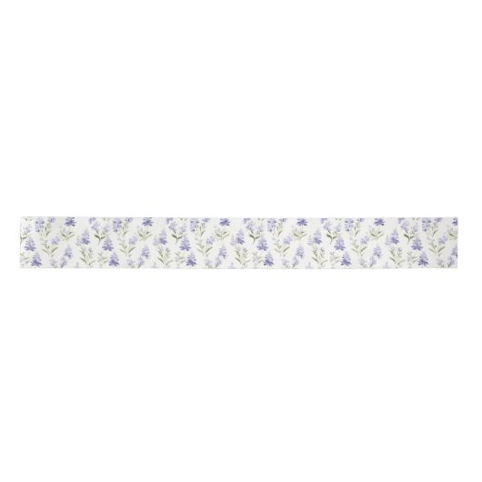 Elegante Lila Bloem Blauw & Witte Bloemen Satijnen Lint (Voorkant)