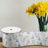  Elegante Lila Bloem Blauw & Witte Bloemen Satijnen Lint