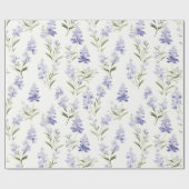 Elegante Lila Bloemen Blauw & Wit Bloemen Cadeaupapier (Vlak)