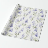 Elegante Lila Bloemen Blauw & Wit Bloemen Cadeaupapier (Uitgerold)