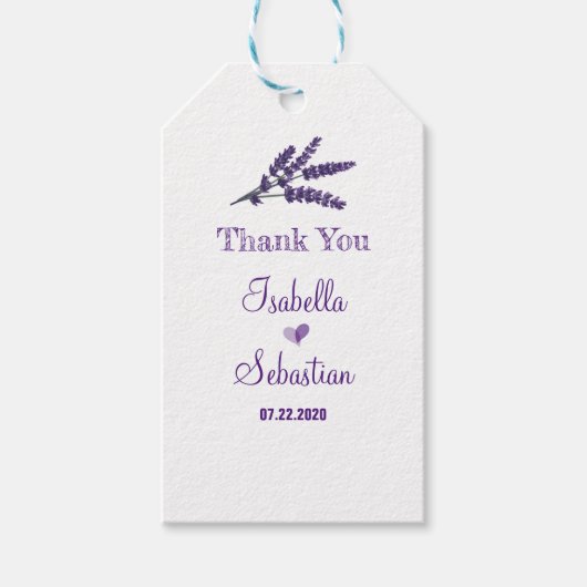 Elegante Lila Bloemen bruiloft Dank u Cadeaulabel (Voorkant)