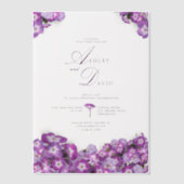 Elegante Lila bloemen Chic bruiloft Vellum Uitnodigingen (Voorkant)
