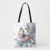 Elegante lila bloemen en vlinder tote bag (Voorkant)