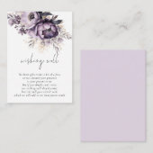 Elegante Lila Bloemen Script Wedding Wishing Well Informatiekaartje (Voorkant / Achterkant)