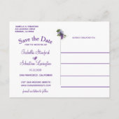 Elegante Lila bloemenbruiloft Save the Date Aankondigingskaart (Achterkant)