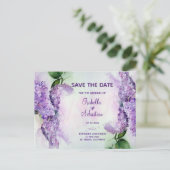 Elegante Lila bloemenbruiloft Save the Date Aankondigingskaart (Staand voorkant)