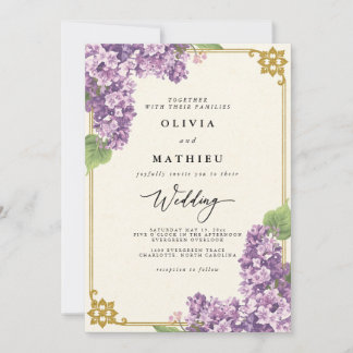 Elegante Lila botanische tuin bruiloft Kaart