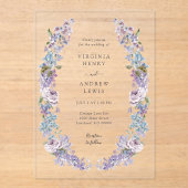 Elegante Lila bruiloft Acryl Uitnodigingen (Voorkant)