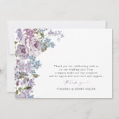 Elegante Lila bruiloft Bedankkaart (Achterkant)