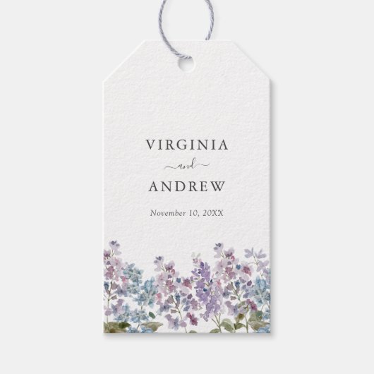 Elegante Lila bruiloft Cadeaulabel (Voorkant)