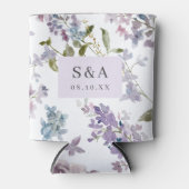 Elegante Lila bruiloft monogrammed Blikjeskoeler (Voorkant)