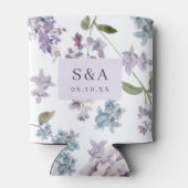 Elegante Lila bruiloft monogrammed Blikjeskoeler (Achterkant)