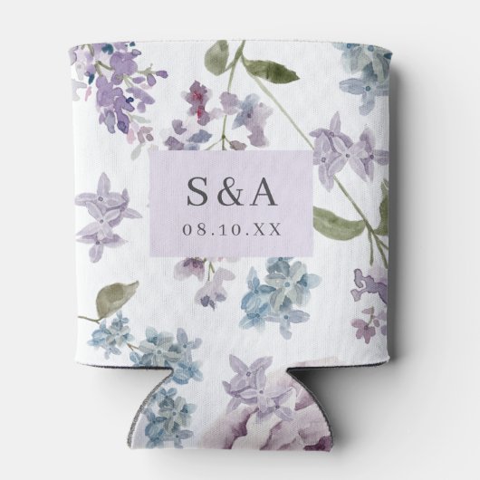 Elegante Lila bruiloft monogrammed Blikjeskoeler (Achterkant)