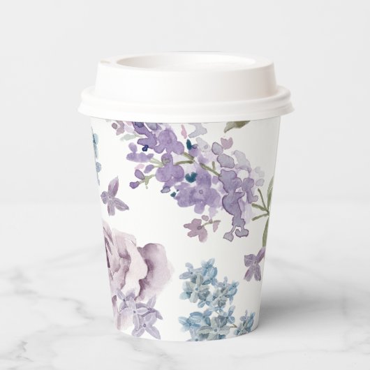 Elegante Lila bruiloft Papieren Bekers (Achterkant)