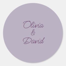 Elegante lila bruiloft ronde sticker