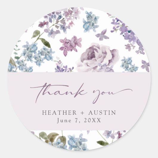 Elegante Lila bruiloft Ronde Sticker (Voorkant)