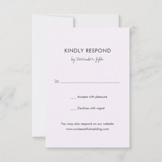 Elegante Lila bruiloft RSVP Kaartje (Voorkant)