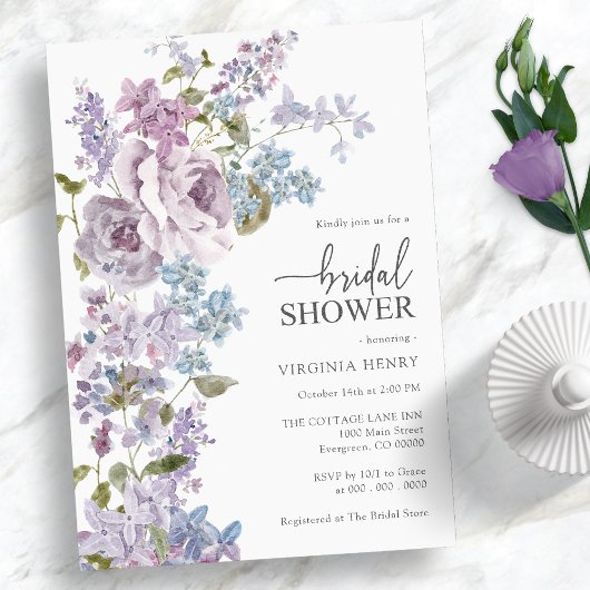 Elegante Lila Bruiloftsborrel Kaart