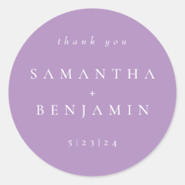 Elegante Lila Coördinaat Bruiloft Classic Ronde Ronde Sticker