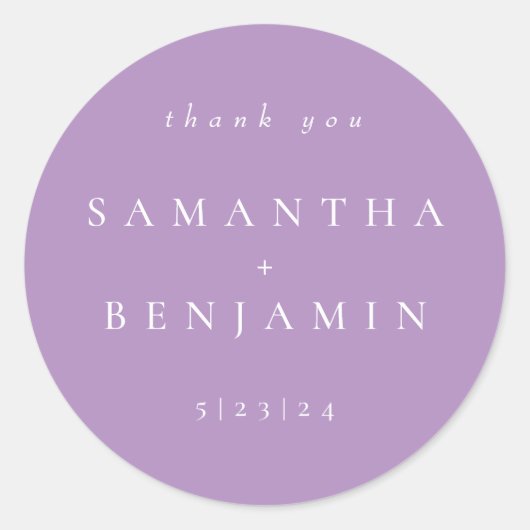 Elegante Lila Coördinaat Bruiloft Classic Ronde Ronde Sticker (Voorkant)