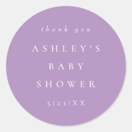 Elegante lila coördineer baby shower ronde sticker