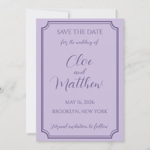 Elegante Lila en Lavendel Script bruiloft Save The Date