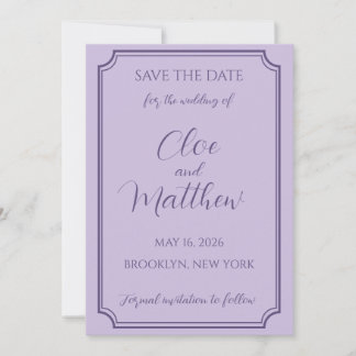 Elegante Lila en Lavendel Script bruiloft Save The Date