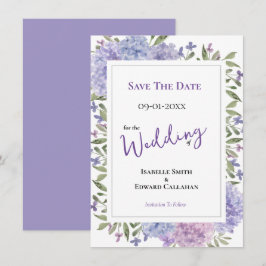 Elegante lila en stoffige blauwe hortensia's bruil save the date