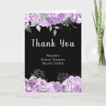 Elegante lila en zilveren bloemen Sweet Sixteen