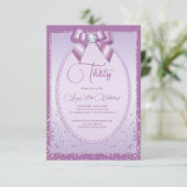 Elegante Lila Jewel Bow & Confetti Verjaardag Kaart (Staand voorkant)