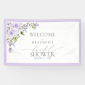 Elegante lila lavendel bloemenshowers verwelkomen spandoek (Horizontaal)