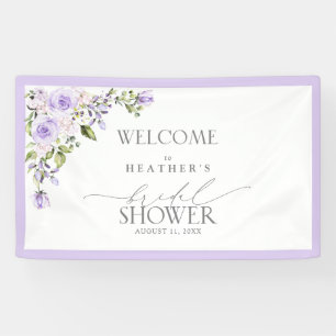 Elegante lila lavendel bloemenshowers verwelkomen spandoek
