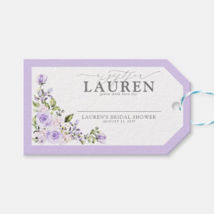 Elegante Lila Lavendel Bruidsdouche zonder Wrap Cadeaulabel