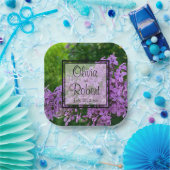 Elegante Lila lavendel paarse bloemenbruiloft Papieren Bordje (Feest)