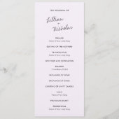 Elegante lila moderne bruiloft programmakaart (Voorkant)