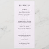 Elegante Lila Moderne Trouwdag Menu (Voorkant)