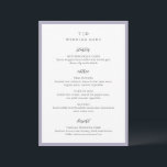 Elegante Lila Monogram Moderne bruiloft Menu<br><div class="desc">Moderne huwelijksmenu's met een schoon ontwerp met serif- en scriptlettertypen.</div>